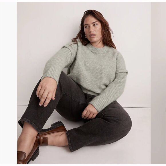 NWT Madewell Plus Cable Havener Pullove Sweater Size 1X Frosted Sage - Picture 3 of 4